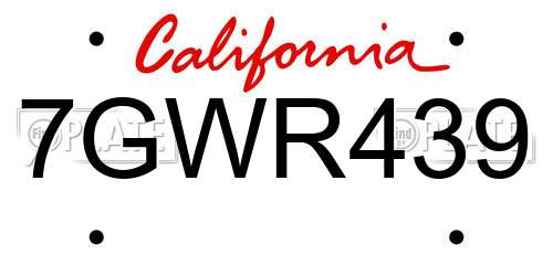 7GWR439 California License Plate