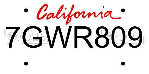 7GWR809 California License Plate
