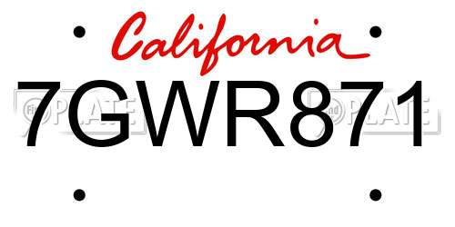 7GWR871 California License Plate