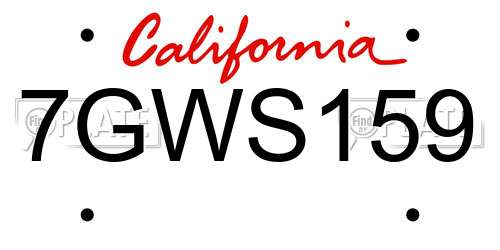 7GWS159 California License Plate