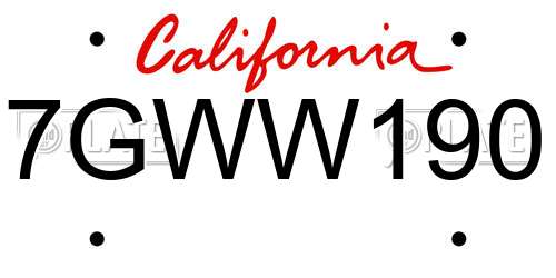 7GWW190 California License Plate