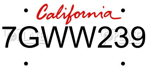 7GWW239 California License Plate