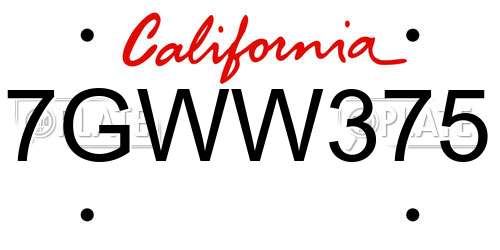 7GWW375 California License Plate