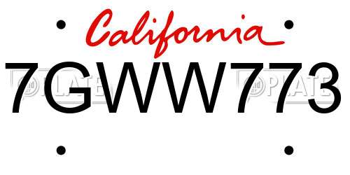 7GWW773 California License Plate