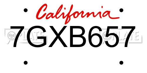 7GXB657 California License Plate