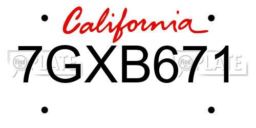 7GXB671 California License Plate