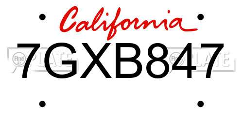 7GXB847 California License Plate