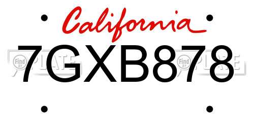 7GXB878 California License Plate
