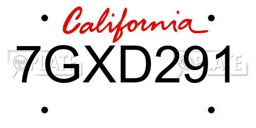 7GXD291 California License Plate