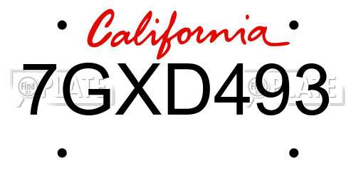 7GXD493 California License Plate