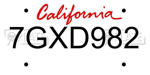 7GXD982 California License Plate