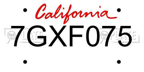 7GXF075 California License Plate