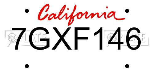 7GXF146 California License Plate