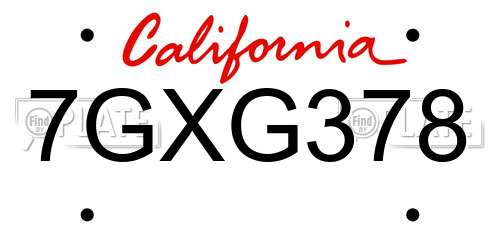 7GXG378 California License Plate