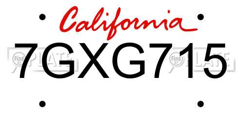 7GXG715 California License Plate