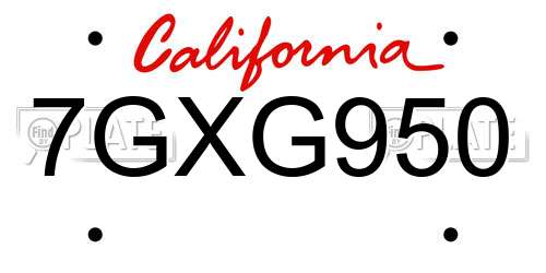 7GXG950 California License Plate