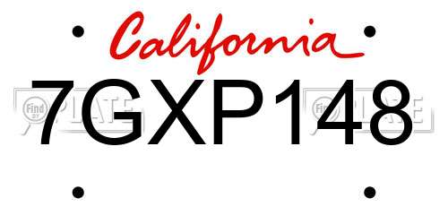 7GXP148 California License Plate
