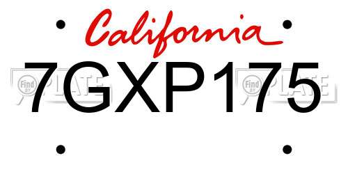 7GXP175 California License Plate