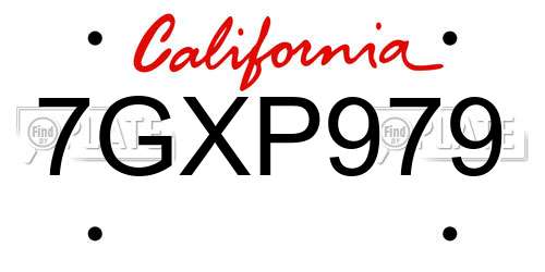 7GXP979 California License Plate