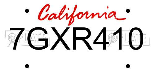 7GXR410 California License Plate