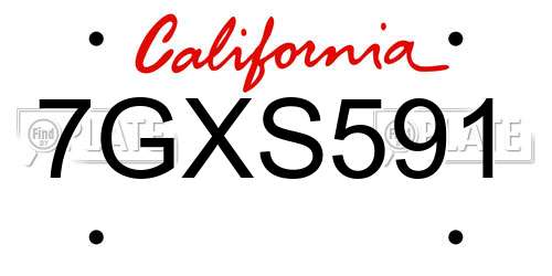 7GXS591 California License Plate