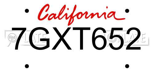 7GXT652 California License Plate