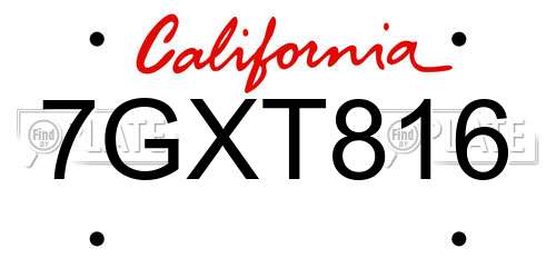 7GXT816 California License Plate