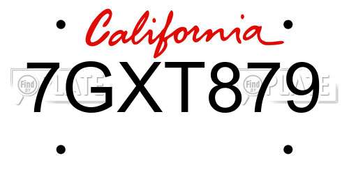 7GXT879 California License Plate