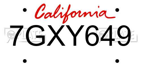 7GXY649 California License Plate