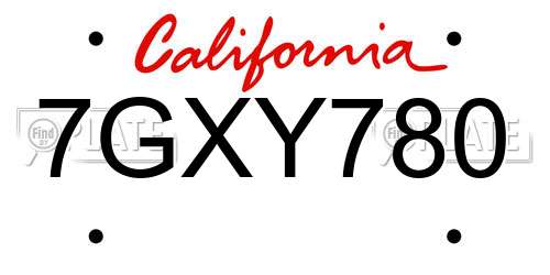 7GXY780 California License Plate