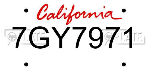 7GY7971 California License Plate
