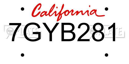 7GYB281 California License Plate