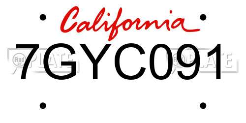 7GYC091 California License Plate