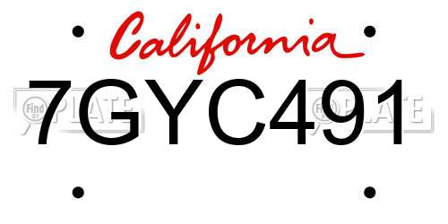 7GYC491 California License Plate