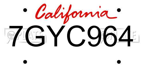 7GYC964 California License Plate