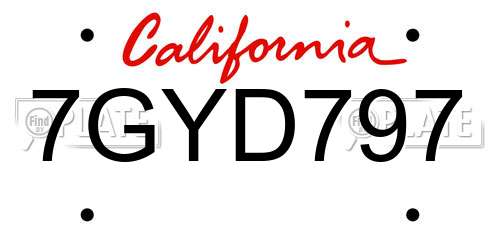 7GYD797 California License Plate