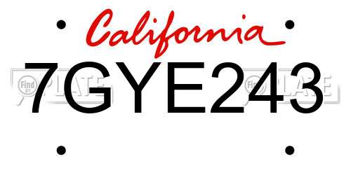 7GYE243 California License Plate