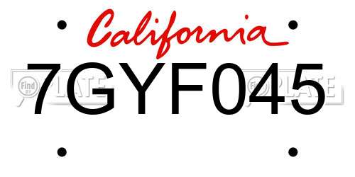 7GYF045 California License Plate