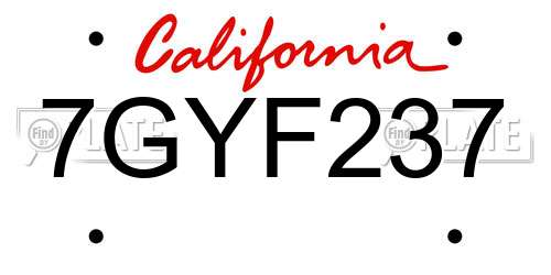7GYF237 California License Plate