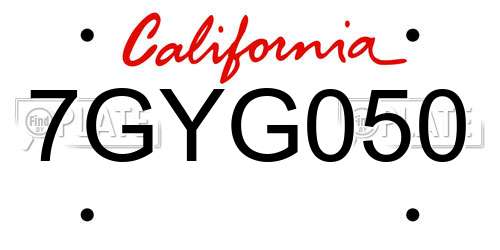 7GYG050 California License Plate