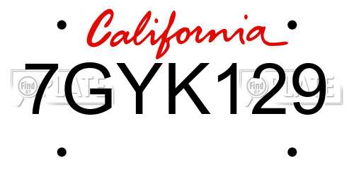 7GYK129 California License Plate