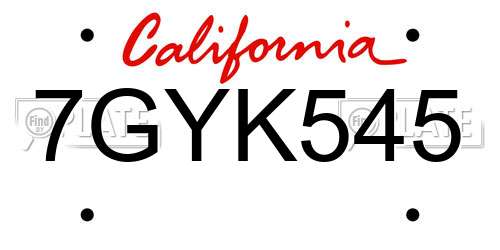 7GYK545 California License Plate