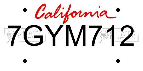7GYM712 California License Plate