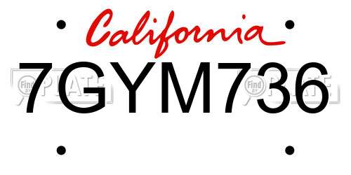 7GYM736 California License Plate