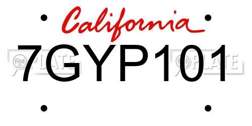 7GYP101 California License Plate