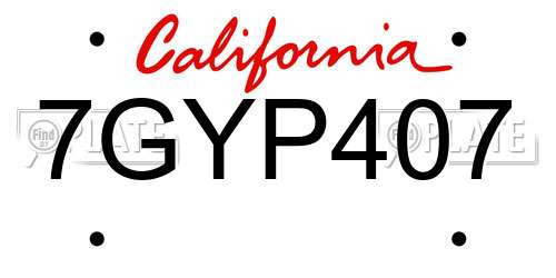 7GYP407 California License Plate