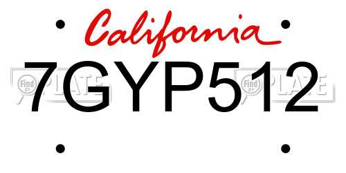 7GYP512 California License Plate