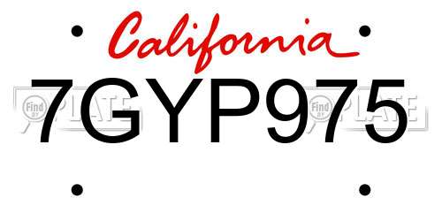 7GYP975 California License Plate