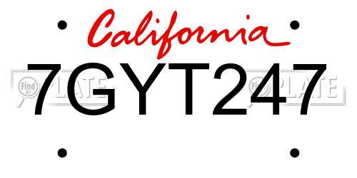 7GYT247 California License Plate