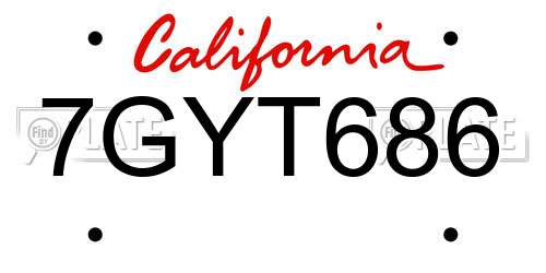 7GYT686 California License Plate